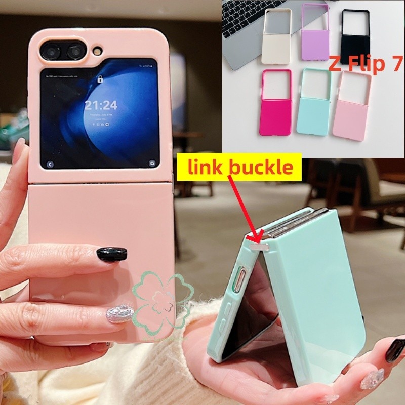Slim Candy Color Link Buckle Soft Case Samsung Galaxy Z Flip 7 Z Flip 6 Z Flip 5 Z Flip 4/3 กันกระแท