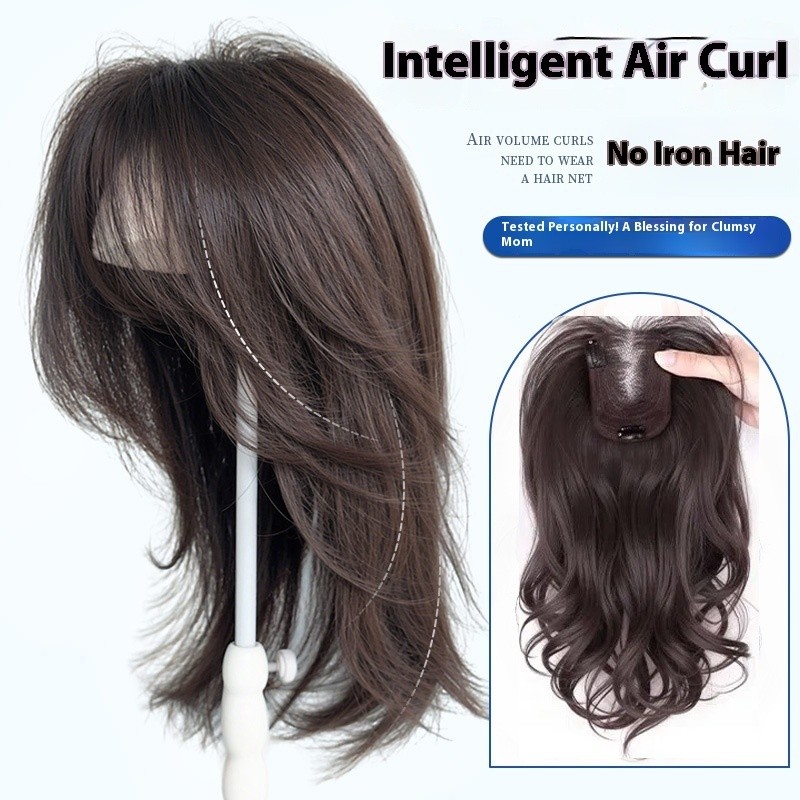 วิกผมสังเคราะห์ขนาด 9x11 ซม. - 35 ซม., สีดำ มอกา บราวน์ และสีขาว, เพิ่มปริมาณผมแบบสวมทอยป์เปอร์สำหรับผู้หญิง ออกแบบมาให้ระบายอากาศได้และน้ำหนักเบาทึ้ง