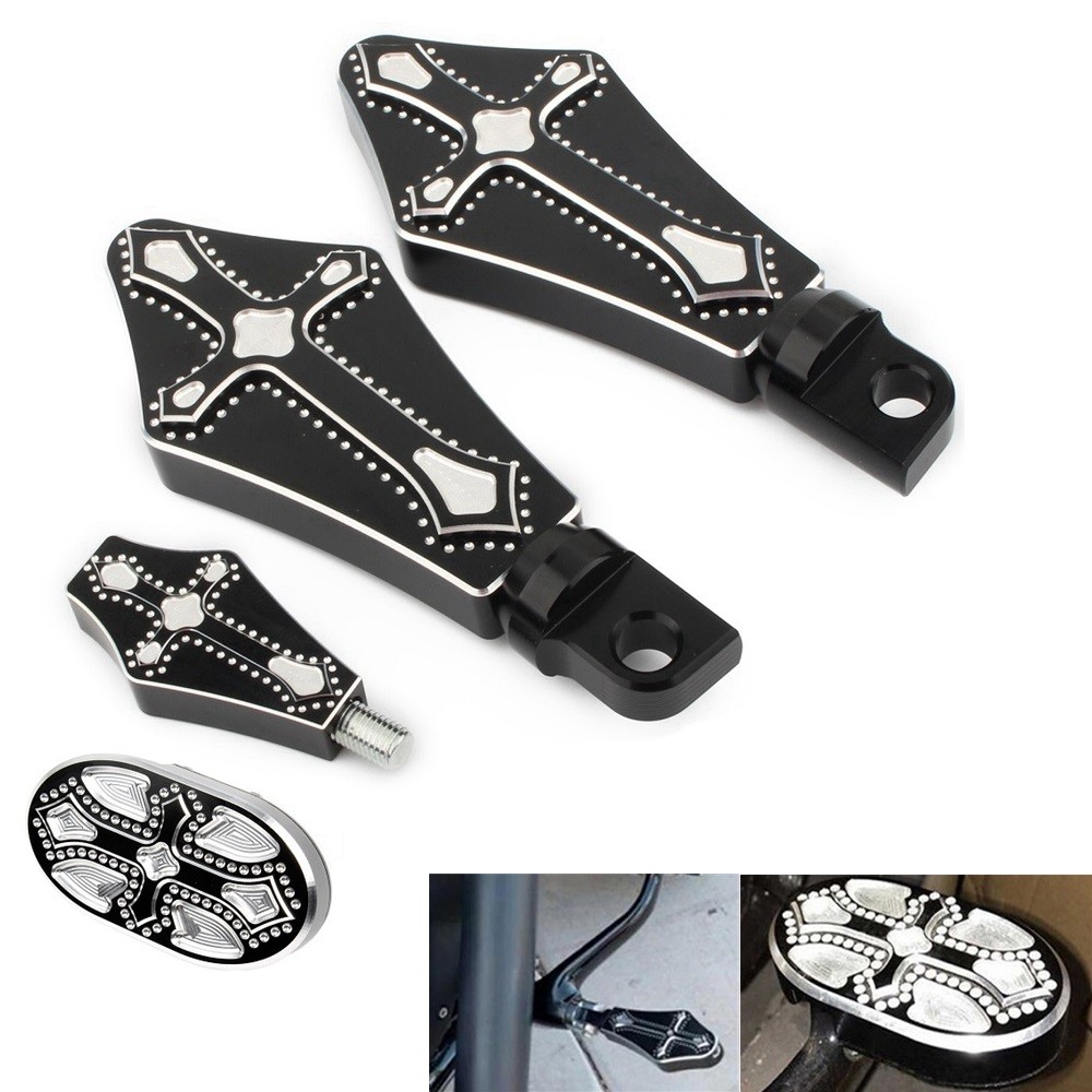 รถจักรยานยนต์เบรคเหยียบด้านหน้าด้านหลัง Footpegs เหยียบพักเท้า Shifter สําหรับ Harley Sportster 883 Dyna Softail Wide Glide V-Rod