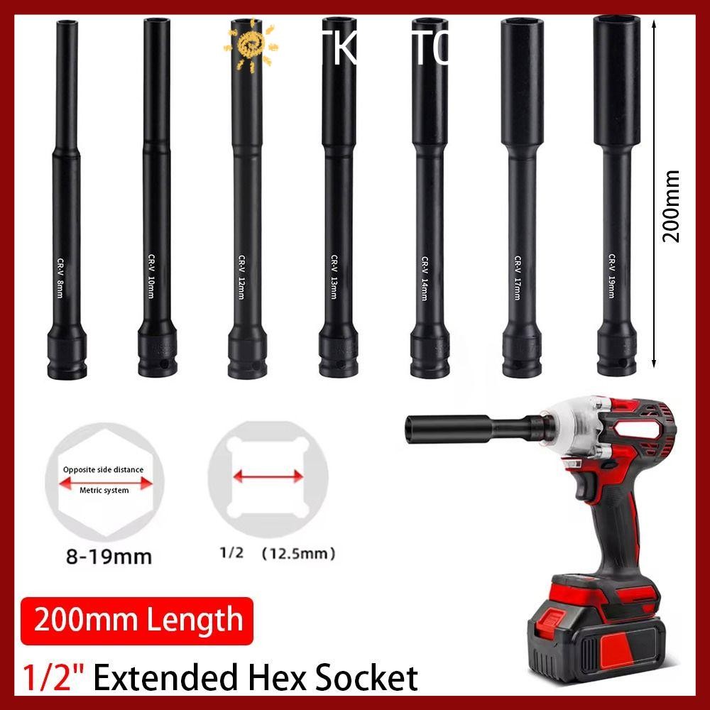 Ptkfpt09 1 ชิ้น 1/2 นิ้วขยาย Hex ซ็อกเก็ต, Spanner Converter เครื่องมือประแจผลกระทบไดรฟ์ซ็อกเก็ต, ไฟฟ้า Hex มาตรฐานประแจขยายประเภท 8-19 มิลลิเมตรซ็อกเก็ตหัวอะแดปเตอร์