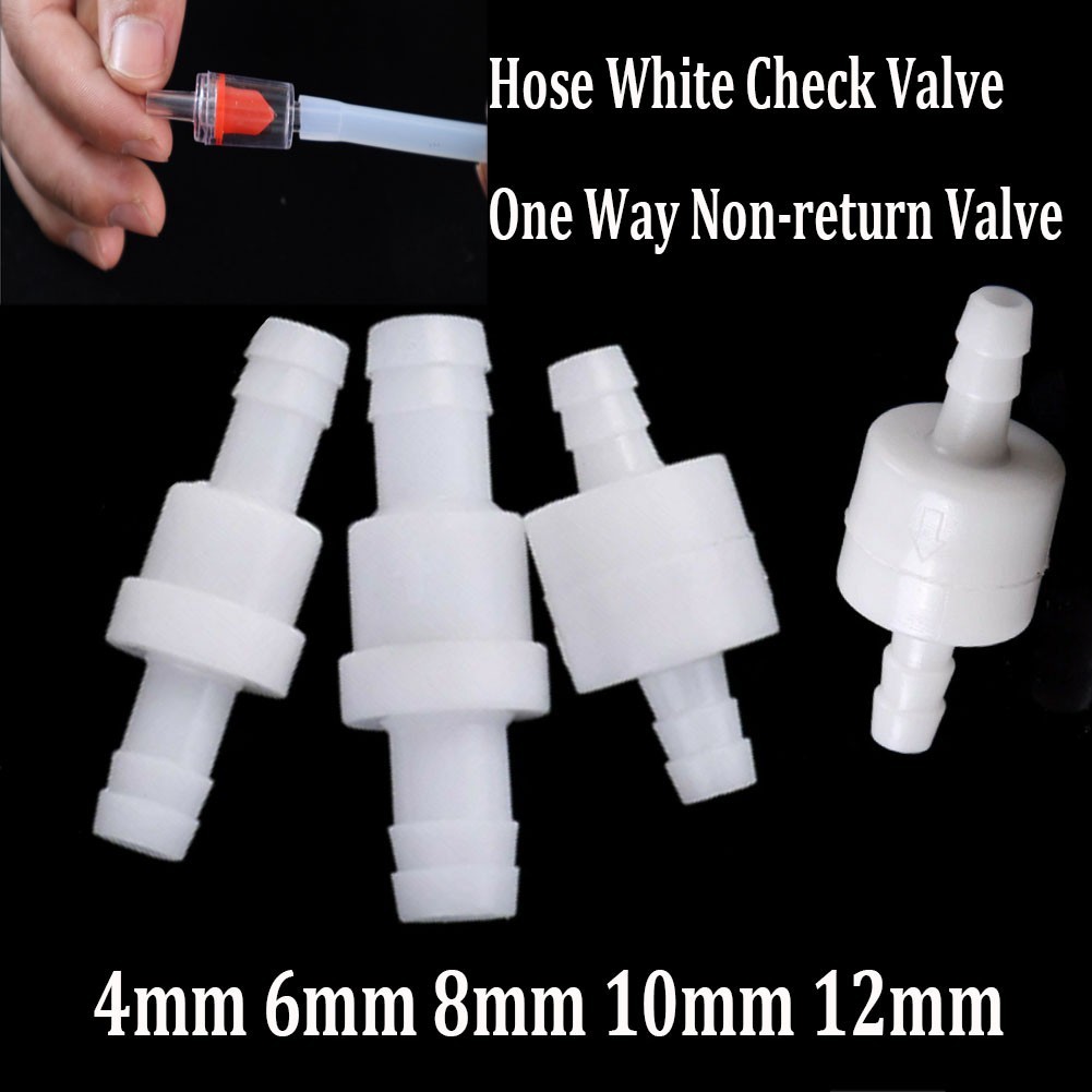 【Best】4mm 6mm 8mm 10mm 12mm Hose ID Plastic White Check Valve One Way Non-return Valve brand new and high quality#promotion