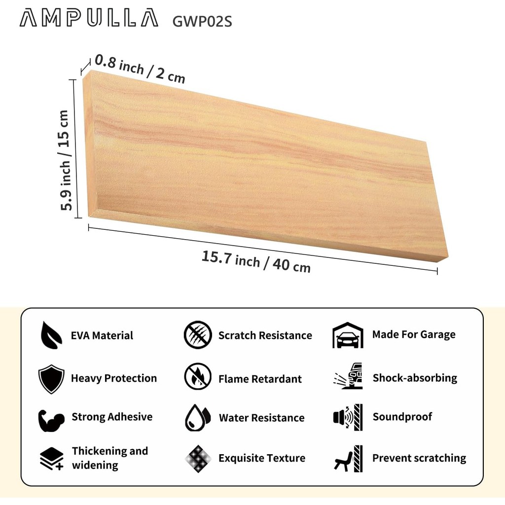 GWP02S Wood Grain Garage Wall Protector Car Door Protectors, Garage Accessories, Parking Stopper for