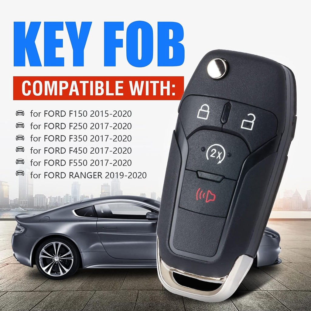 Flip Key Fob Keyless Entry รีโมทคอนโทรลสําหรับ Ford F150/F250/F350/F450/F550 2017-2020 สําหรับ Ford 