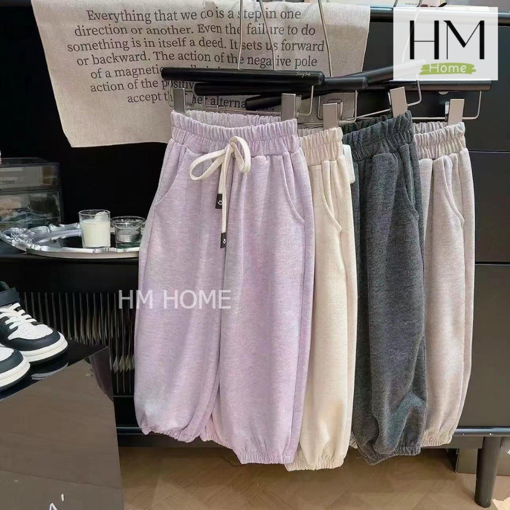 กางเกงวอมแฟชั่นเด็กผู้หญิง กางเกงขายาวเด็ก  สีพื้น สไตล์เกาหลี