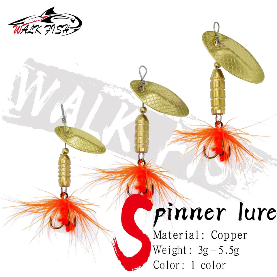 เดินปลา 1/3 ชิ้น Spinner Lure 3g - 5.5g หมุนช้อน Feather Compound ประดิษฐ์ Jig Buzz เหยื่อ
