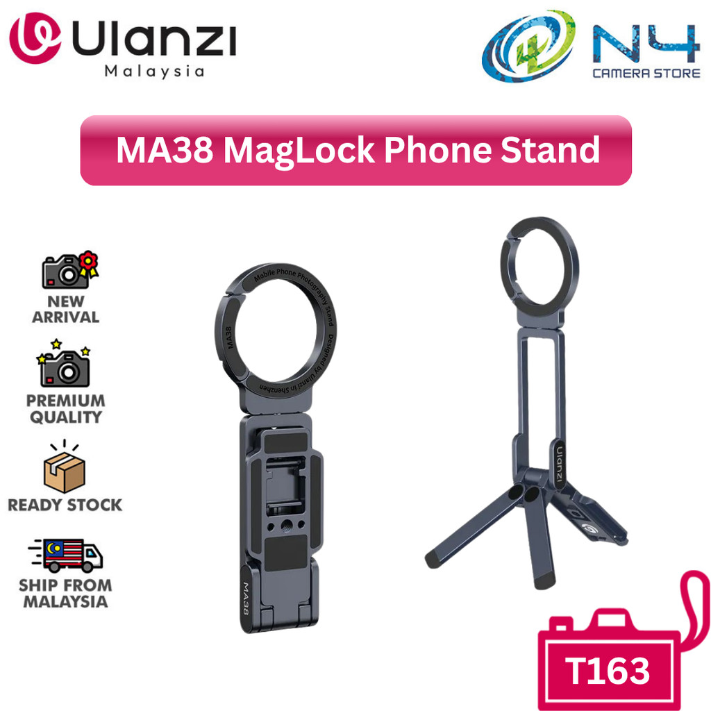 Ulanzi MA38 MagLock ขาตั้งโทรศัพท์ขาตั้งโทรศัพท์แม่เหล็กพร้อมตะขอซ่อนสําหรับผนังลาด T163