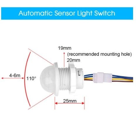 PIR Sensor Detector สวิตช์อัจฉริยะ 110V 220V LED PIR อินฟราเรด Motion Sen