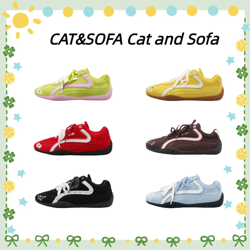 💯ของแท้จากแบรนด์💯&Cat and Sofa Emoji-Lab Apple Shoes Red Racing Shoes Flat &แฟชั่นรองเท้าแตะผู้ชายแล