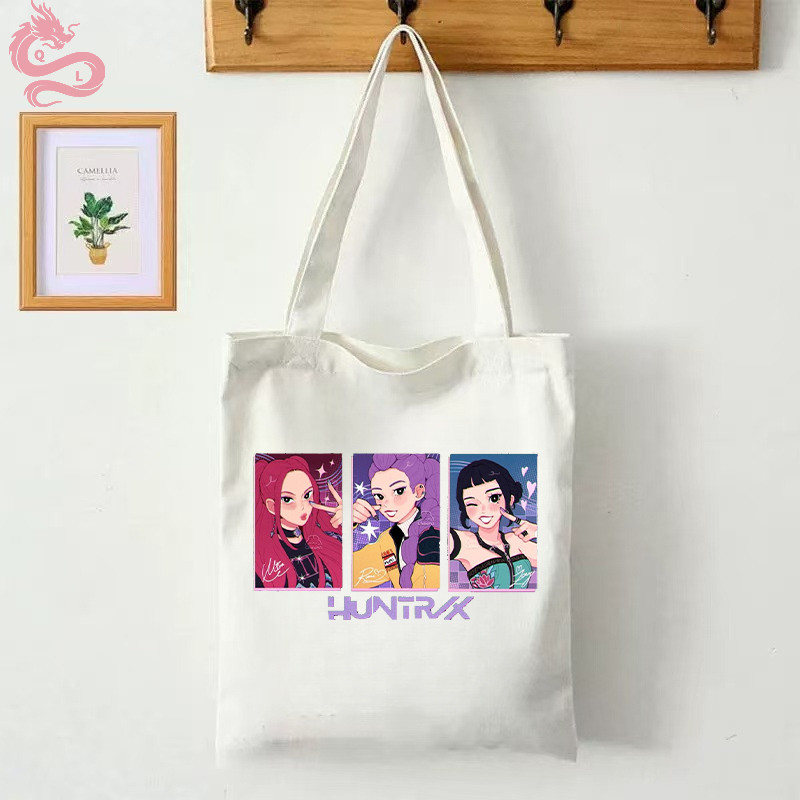 KAOS Canvas Tote Bag Jinjing Kanvas Kpop Demon Hunters Huntrix Mira Rumi Zoey Tote Bag 02