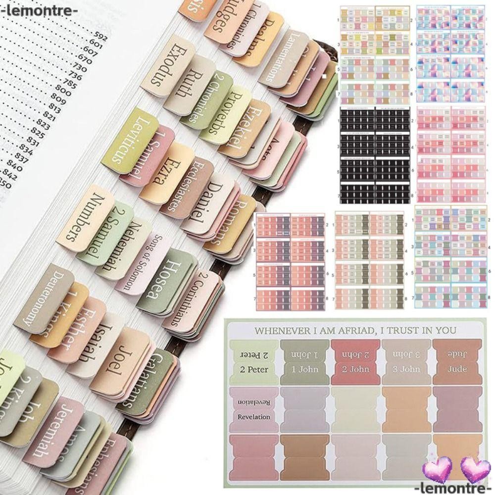 LEMONTRE 120PCS Boho Bible Tabs, Multi-Color Easy Navigation Laminated Bible Tabs, Self กาวที่มีสีสั