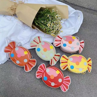 KVK-shop กระเป๋าสะพายข้างเด็กลายลูกกวาดน่ารัก 5สีให้เลือก สา…