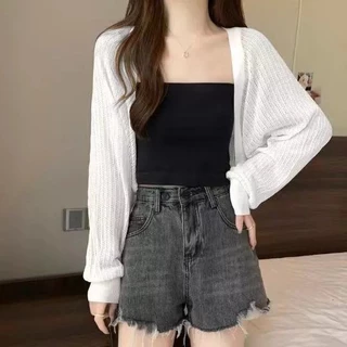 เสื้อคาร์ดิแกนถักสั้นผู้หญิงสไตล์ใหม่ สวมใส่แล้วดูเรียบหรูและทันสมัย