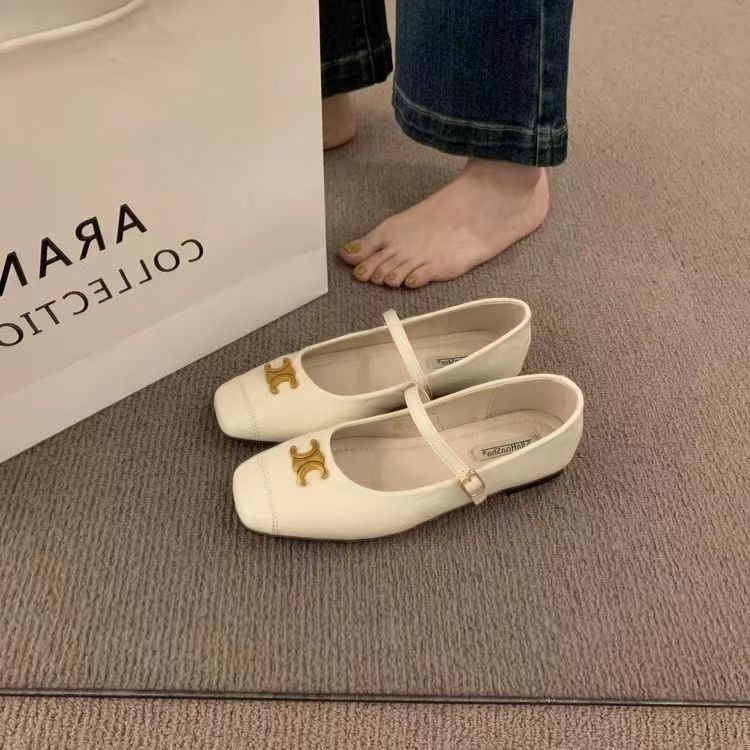 玛丽珍单鞋平底法式复古防滑小香风通勤豆豆鞋圆头瓢鞋女Mary Jane single shoe flat bottom French retro anti slip fragrance