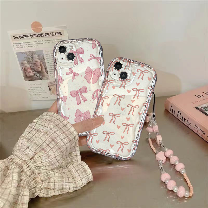 สีชมพู Love Bow Lanyardเคสโทรศัพท์สําหรับOPPO A79 A2 A3 A5 PRO A40 A3X A3 5G A5S A3S A18 A38 F9 A92 