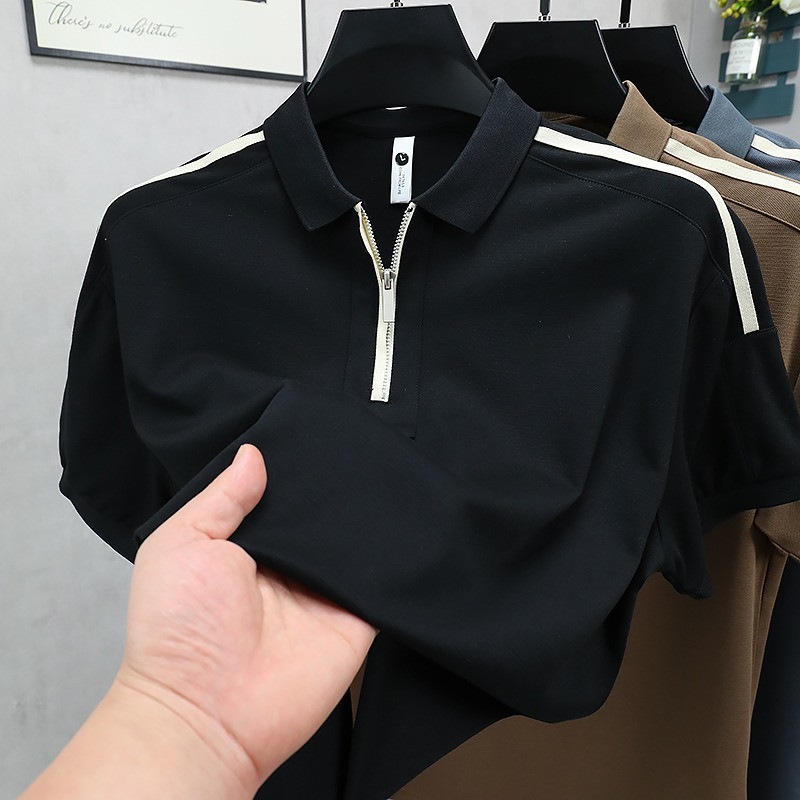 เสื้อโปโลเอrchenchi แบบมีซิบครึ่ง สไตล์โมเดิร์น สำหรับผู้ชาย ในฤดูร้อน