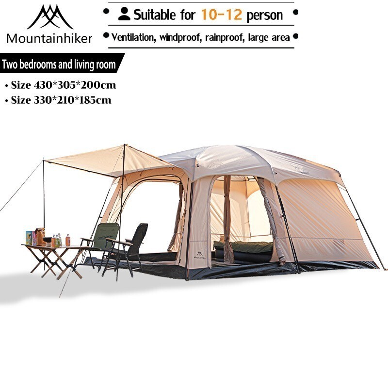 SG️สต๊อกพร้อม️ MOUNTAINHIKER เต็นท์ครอบครัวกันน้ําพร้อมโลโก้สําหรับเต็นท์กลางแจ้ง khemah unta Camel 