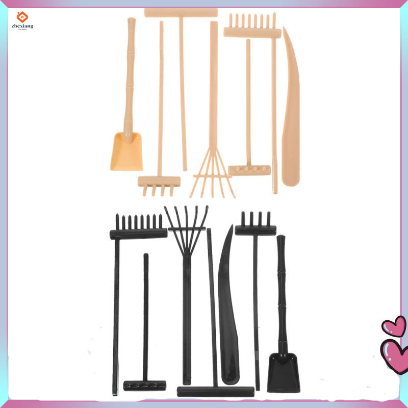 14 ชิ้น Sandbox เครื่องมือตาราง Rake Mini Garden ชุด Rock อุปกรณ์ 14X6.2X0.8 ซม.พลาสติก zhcxiang