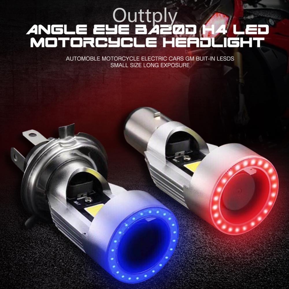 Outtply H4 BA20D รถจักรยานยนต์ Angel Eye LED ไฟหน้า H6 สกู๊ตเตอร์หลอดไฟมอเตอร์ไซด์ DRL 12V-80V A9S7
