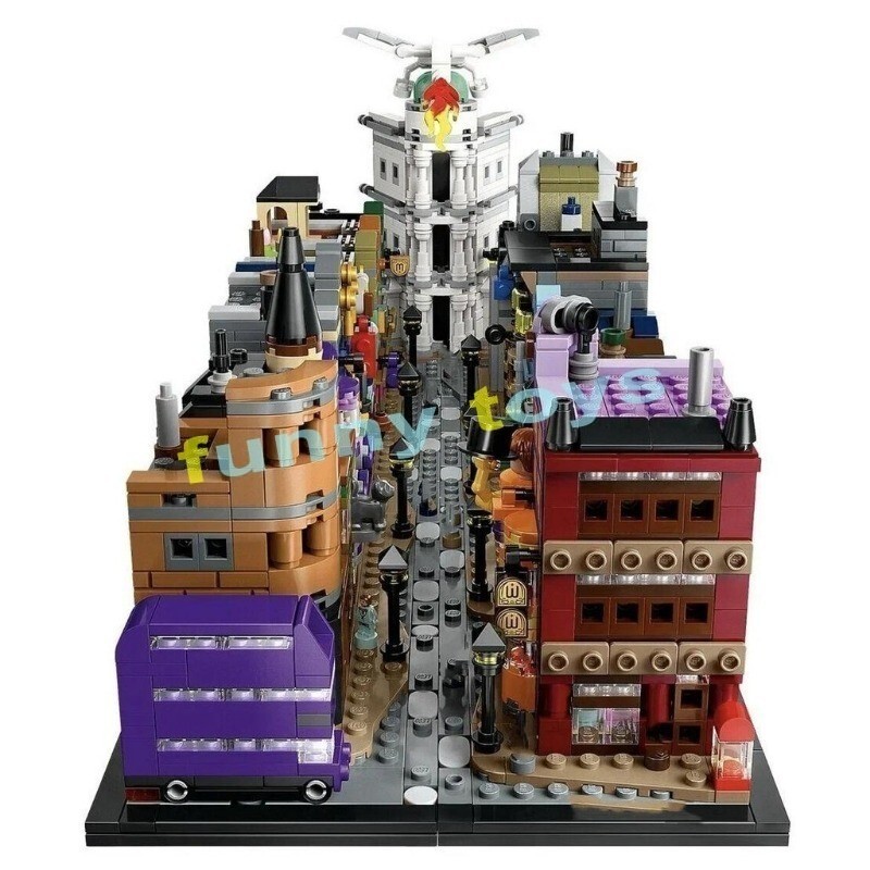 76444 Diagon Alley Wizarding Shops Building Blocks Street View Architecture ของเล่นสําหรับของขวัญเด็