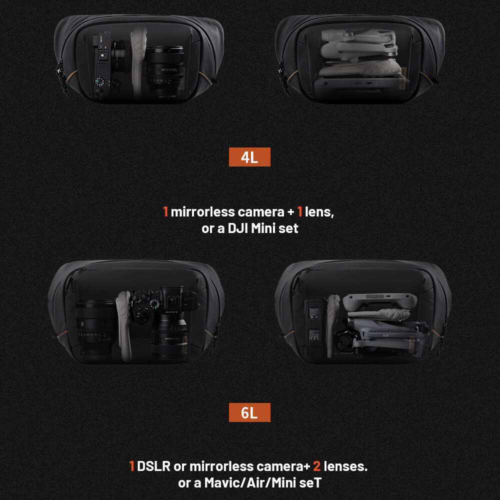 ต้นฉบับใหม่PGYTECH OneGo Solo V2 กระเป๋าสะพายกล้อง 4L 6L 10L กระเป๋าสะพายข้างกล้องกระเป๋าเดินทางกลาง