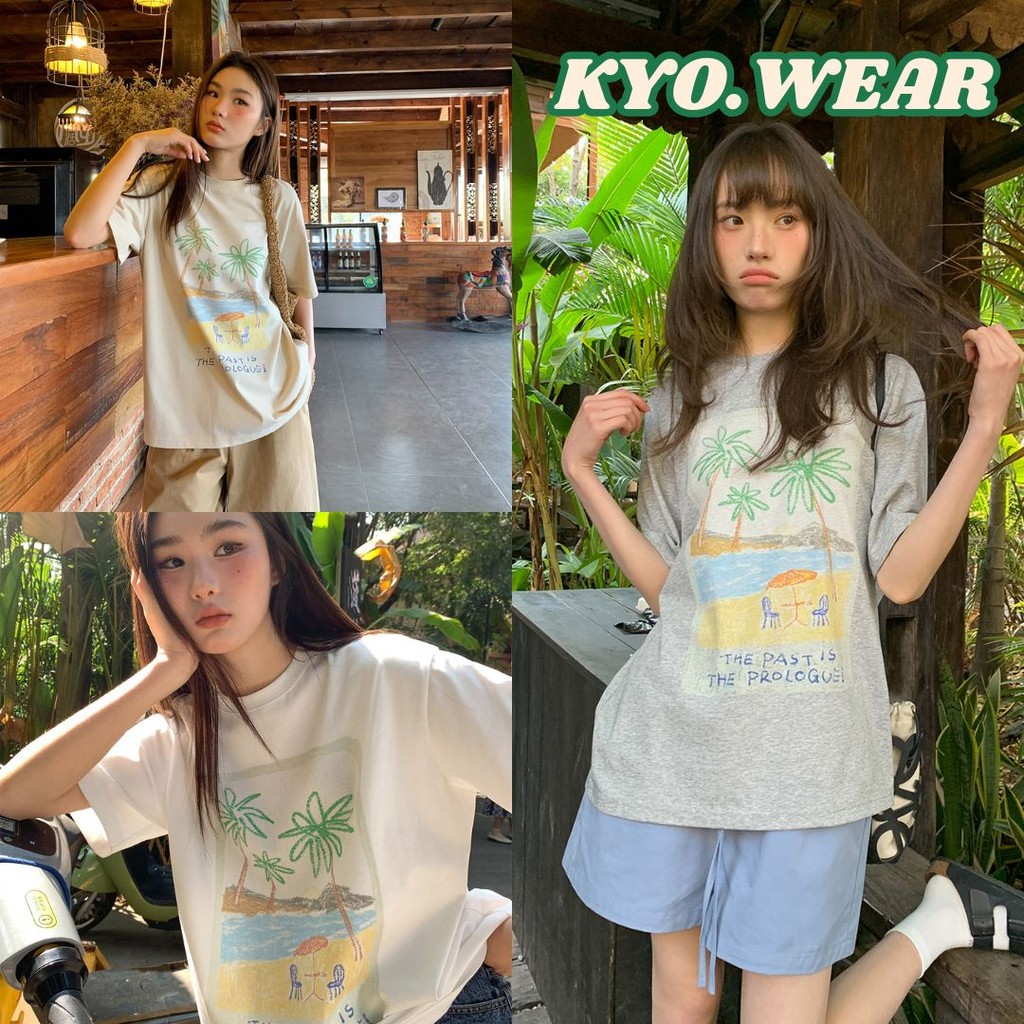 KYO 🌸 เกาหลีสไตล์ ผู้หญิง เสื้อยืด  พิมพ์ลาย "THE PROLOGUE" ผ้าCOTTON 100% โคตรนุ่ม  ผ้าฝ้ายใส่สบาย OVERSIZE  ส่งจากไทย