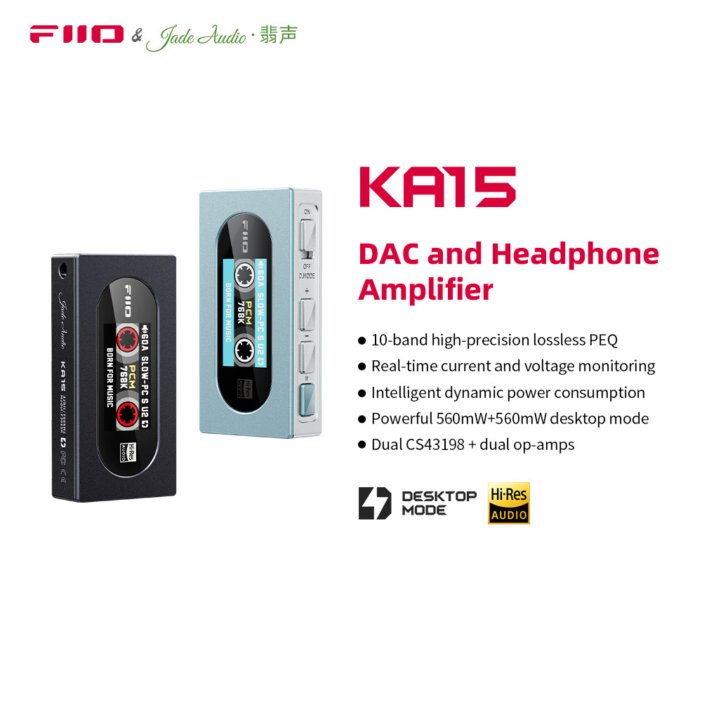 FiiO KA15 เครื่องขยายเสียงหูฟัง USB DAC แบบพกพา USB Dongle พร้อมเอาต์พุตหูฟังขนาด 3.5 มม. และ 4.4 มม