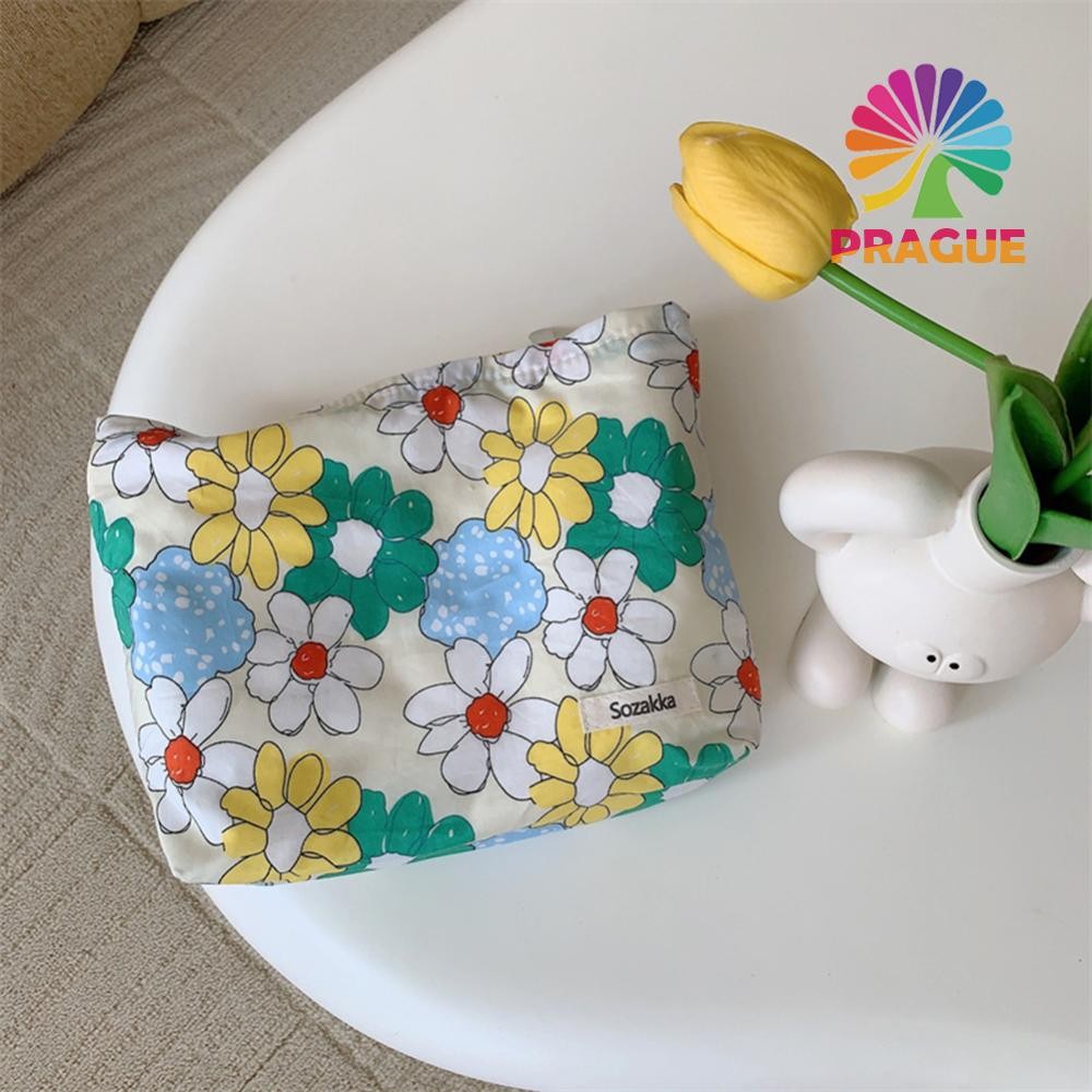 กระเป๋าเครื่องสำอางทรงคลัทช์ขนาดใหญ่ สไตล์ญี่ปุ่นดอกไม้ สำหรับผู้หญิง