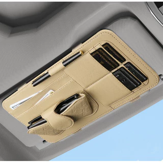 มัลติฟังก์ชั่นรถ Sun Visor Organizer คลิปผู้ถือบัตรแขวนกระเป๋าหนัง PU