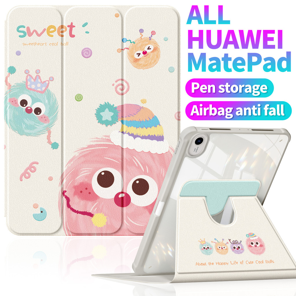 สีหลากหลาย for Huawei MatePad 11/11.5 2025/12x/10.8"/Pro 12.2"13.2"/Air 11.5/SE 11"/10.4"น่ารัก เคสป้องกัน ป้องกันการงอ丨 360°หมุนได้丨ป้องกันสิ่งสกปรก丨ป้องกันการตก丨เคสหนังป้องกัน丨ช่องใส่ปากกา丨บางเบาและง่ายต่อการพกพา