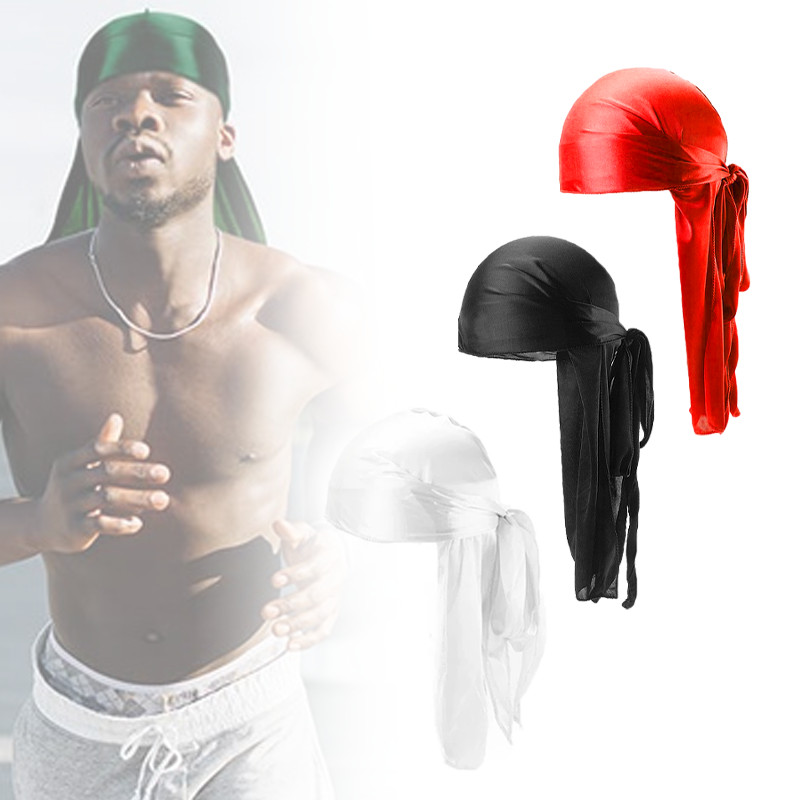 Durag Head Hip Hop Durag Long Tail Headband Breathable Pirate Hat Silk Bandana Chemo Cap Durag Headb
