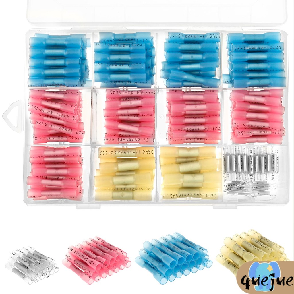 340 ชิ้น Butt Splice Crimp Connector ชุดความร้อนหดสายไฟสําหรับรถจักรยานยนต์ RV SHOPQJC3879