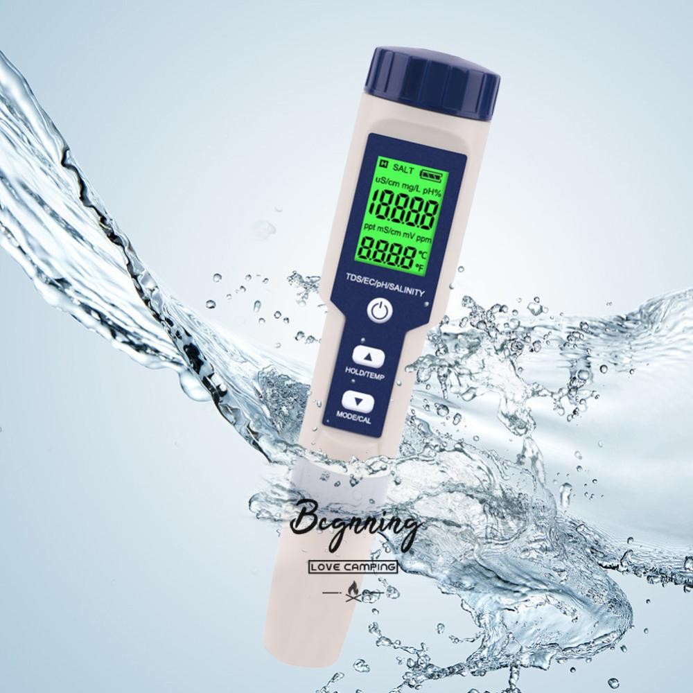 BE 5 in 1 Digital TDS/EC/PH/ความเค็ม/เครื่องวัดอุณหภูมิ TDS EC PH เครื่องวัดอุณหภูมิความเค็มปากกาแบบ