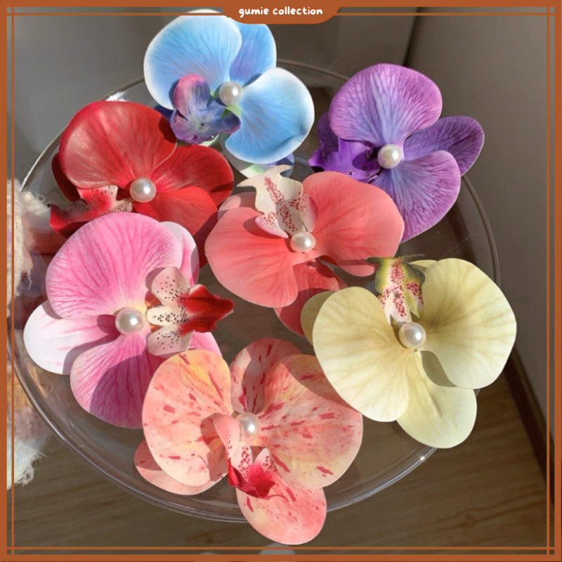 GC - 9CM FASHION LATEX ORCHID FLOWER HAIR CLIP / PREMIUM ARTIFICIAL FLOWER ORCHID กิ๊บติดผม