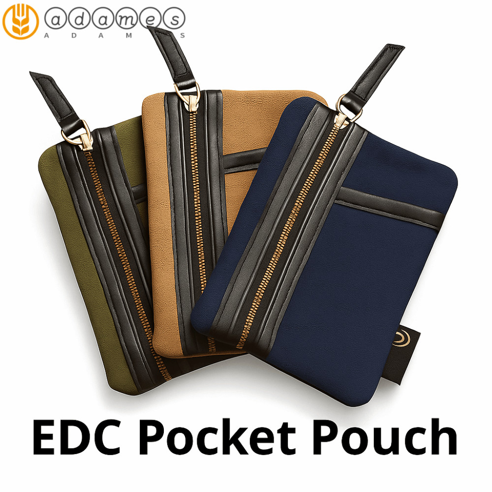 ADAMES EDC Pocket Pouch, Waxed Canvas Card Holder Mini EDC Organizer, Multifunctional Zippered Pocke