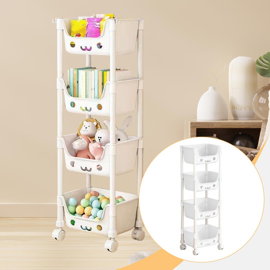 [Lszcx6l] Mobile Rack ของเล่นเด็ก Organizer 4 ชั้นอเนกประสงค์ 12.2x8.2x38.5 นิ้วสําหรับชั้นวางมุมแข็
