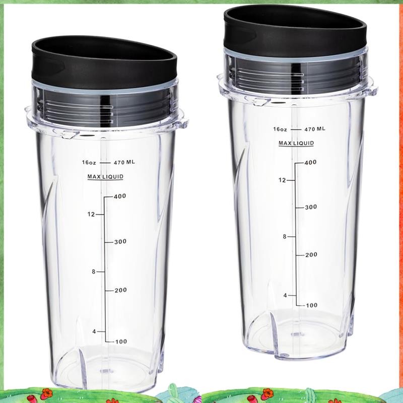 2 แพ็ค 16Oz เปลี่ยนถ้วยอะไหล่สําหรับ QB3001SS Fit เครื่องปั่นส่วนบุคคลขนาดกะทัดรัดพร้อมฝาปิด