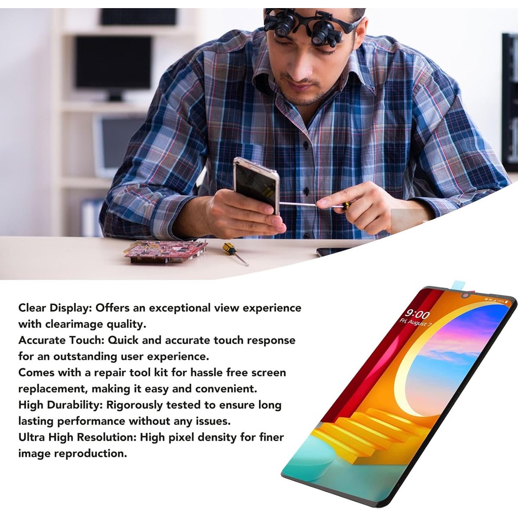 เปลี่ยนหน้าจอ LCD สําหรับกํามะหยี่ 5G G9 ThinQ G900 G900N G900EM G900TM G900UM, Digitizer Assembly พ