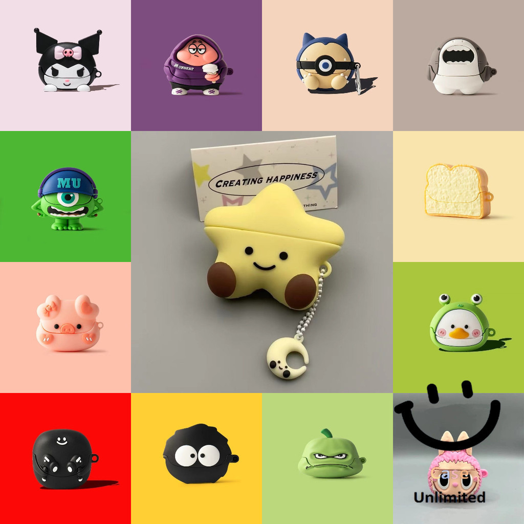 สําหรับมอนสเตอร์ Monster MQT52 เคส Case หูฟังบุคลิกภาพการ์ตูนดาว Moon Piggy Toast ขนมปังรูปแบบ Carab