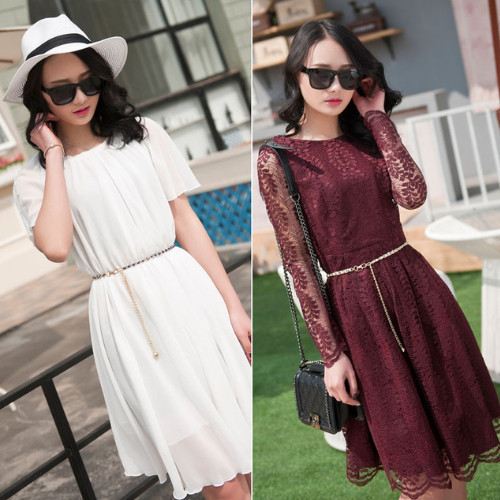 Yeppo - เข็มขัดโซ่มุกแฟชั่นสตรี