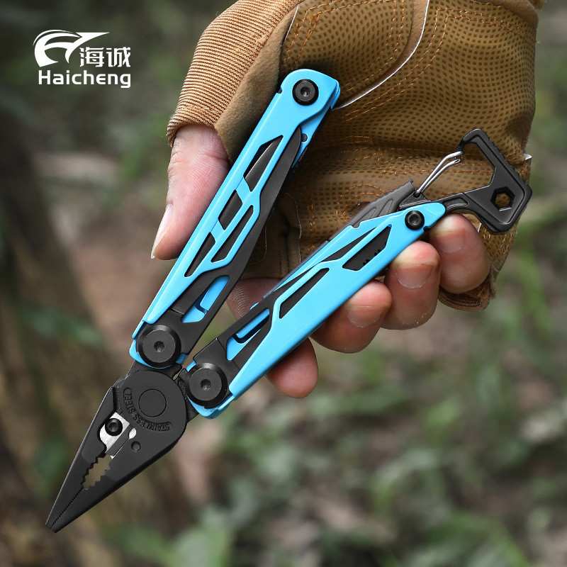 คีมคีมคีมมัลติฟังก์ชั่นแบบพกพาพร้อมหัวชุดสแตนเลส Fine Punch Outdoor Camping ของขวัญอเนกประสงค์ Househ