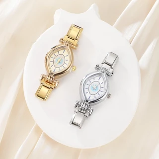 ⌚นาฬิกาข้อมือสแตนเลสสีทอง ออกแบบเหมือนดอกไม้ อิตาลีสไตล์ สายเรียวเหมาะสำหรับวงแขนขนาด 9 มิลลิเมตร