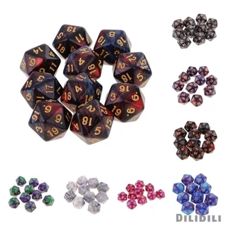 [Dilidili] 10 ชิ้น 20 ด้านลูกเต๋า D20 ลูกเต๋า Polyhedral สําหรับ Dungeons และ Dragons เกมตาราง