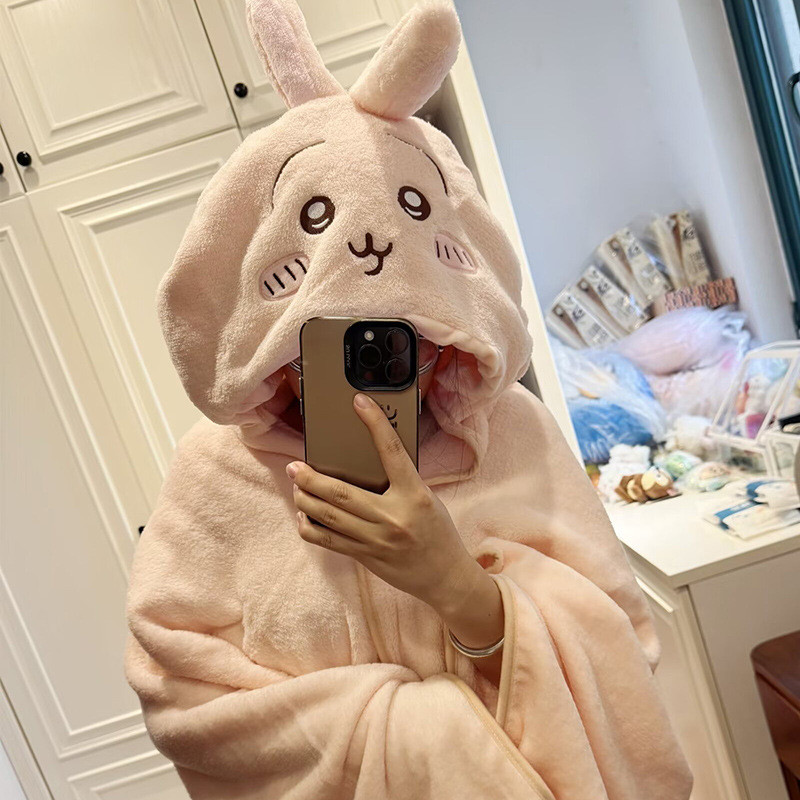 การ์ตูน chikawa chikawa chikawa chiikawa chikawa เสื้อคลุมคลุมด้วยผ้าผ้าห่มผ้าคลุมไหล่เสื้อคลุมเครื่