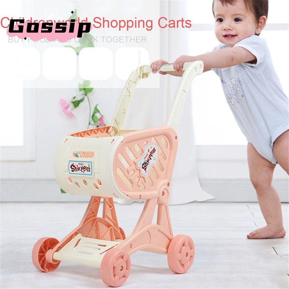 GOSSIP รถเข็นช้อปปิ้งเด็กของขวัญพลาสติกตัดผักผลไม้เล่นบ้านซูเปอร์มาร์เก็ต