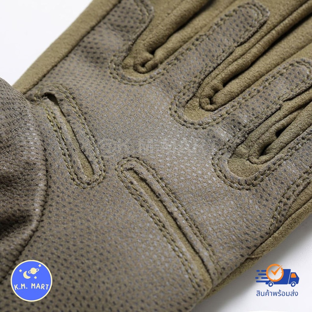 KM ถุงมือยุทธวิธีเต็มนิ้ว สนับนิ่ม ทัชสกรีนได้ ถุงมือมอเตอร์ไซค์ ผ้าทนทาน กันลื่น ใช้ขับรถ เดินป่า ยิงปืน - รูปที่ 3