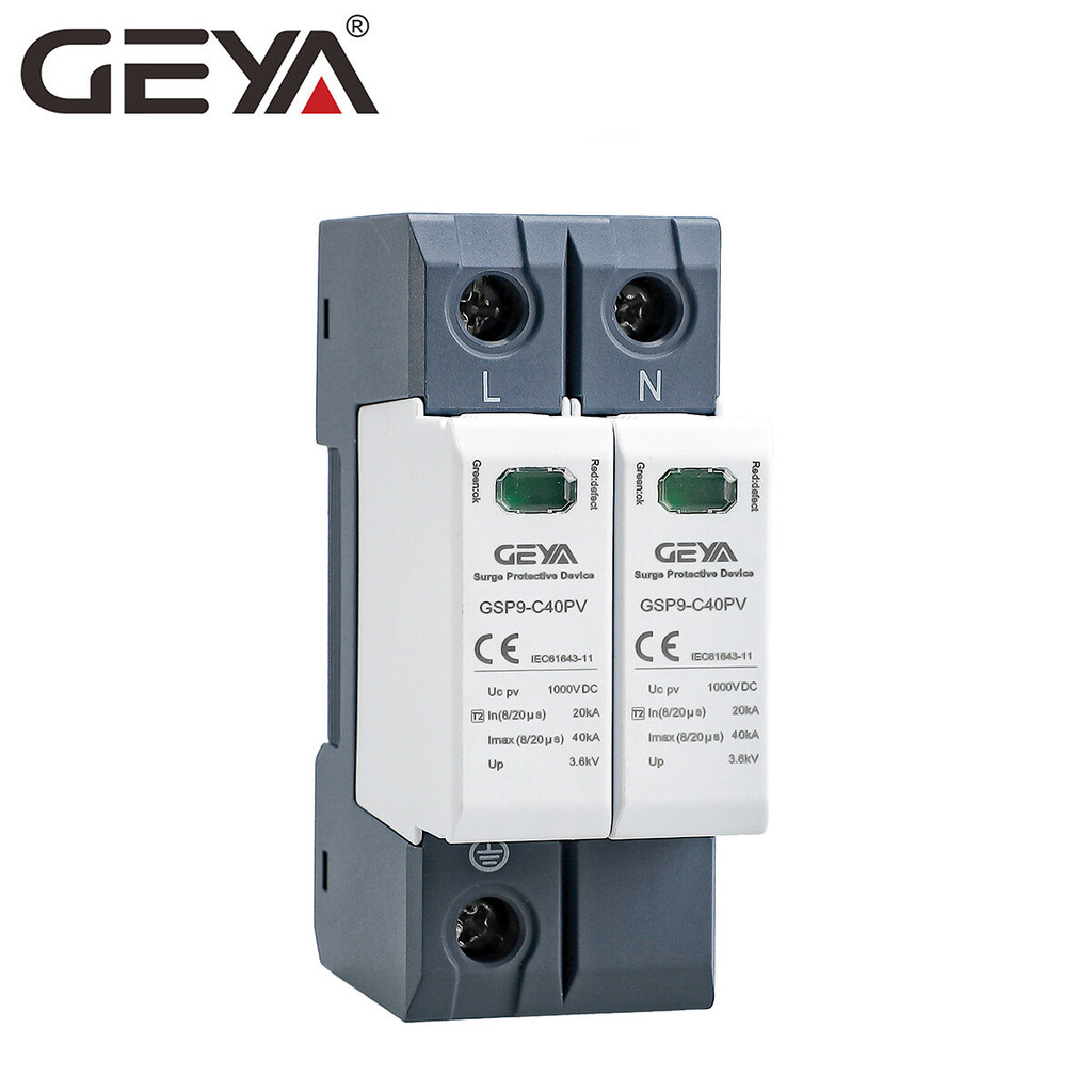 GEYA GSP9 2P พลังงานแสงอาทิตย์ PV DC SPD 600V/1000V 40kA Surge Arrester Lightning Protector อุปกรณ์