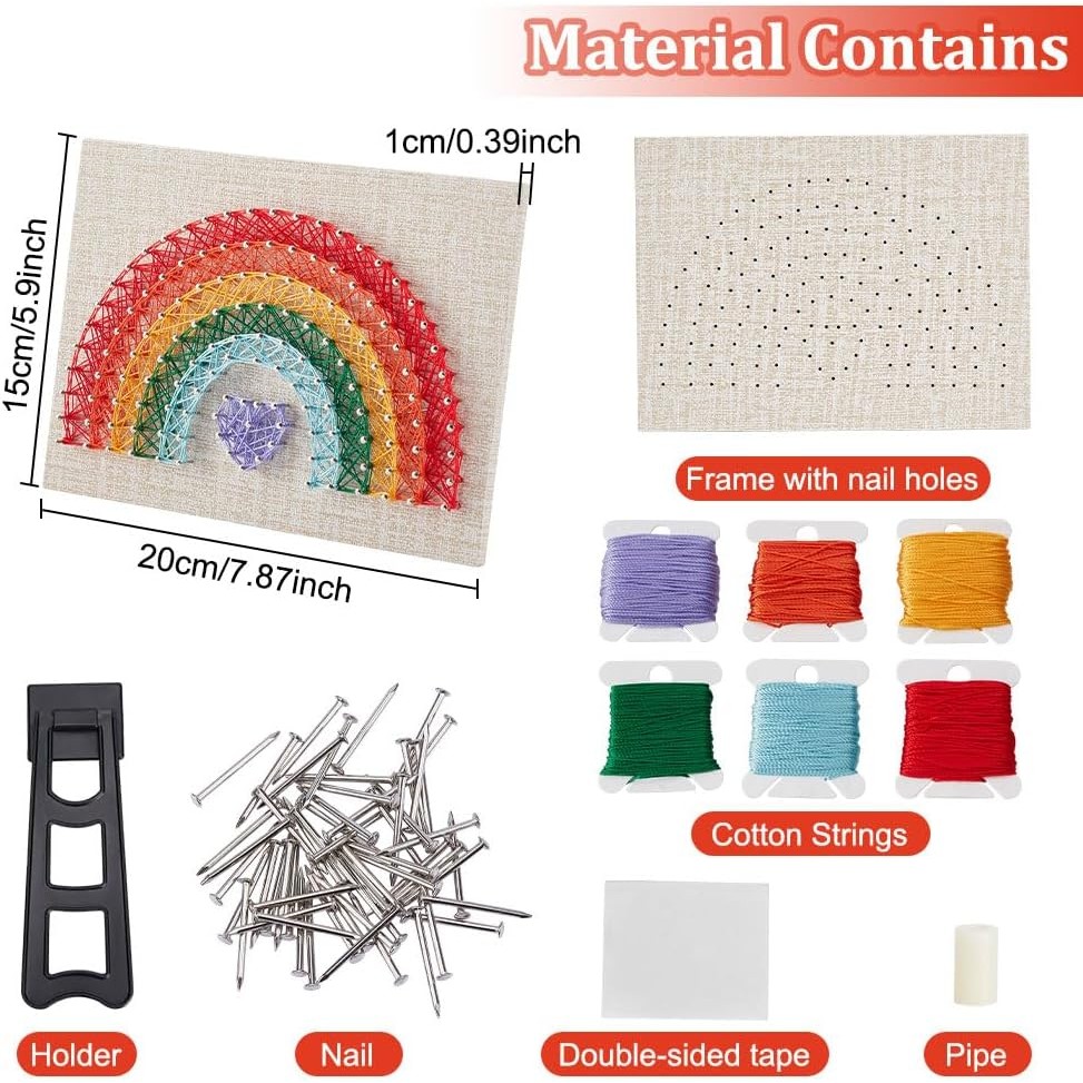 INFUNLY DIY String Art Kit 3D Rainbow String ทําชุดหัวใจ String Art หัตถกรรมชุดสําหรับผู้เริ่มต้น DI