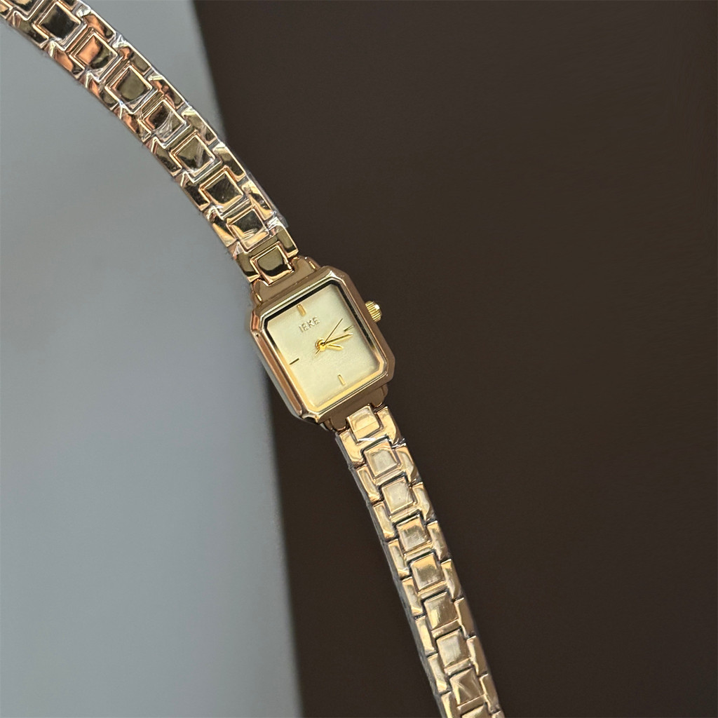 IEKE หน้าปัดสี่เหลี่ยม Ladies quartz Watch ไทม์พีชผู้หญิงวินเทจ