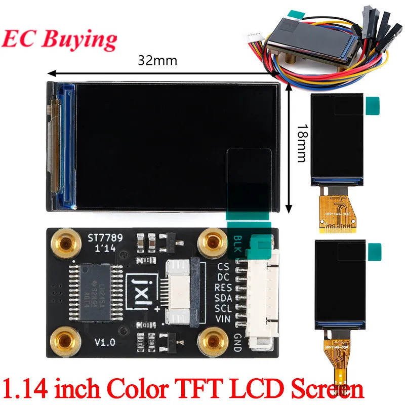1.14 นิ้ว HD 262K สี TFT IPS หน้าจอ LCD โมดูล 135*240 ST7789 Driver SPI สําหรับ Arduino ESP32 Development Board 3.3 V/5 V