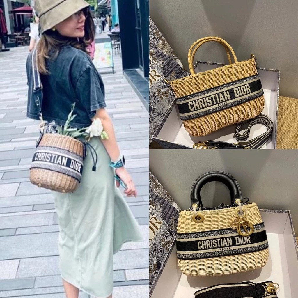 กระเป๋าสานฟาง DIOR ใหม่ สไตล์แฟชัน สะพายข้างได้ สำหรับเทศกาลปีใหม่